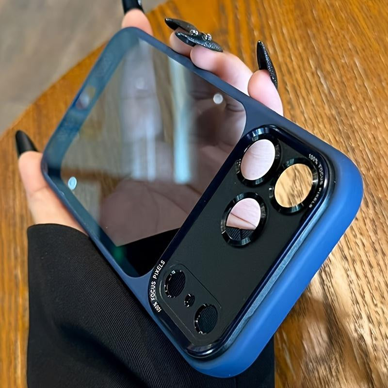 Luxury High-Quality Translucent Metal Lens Frame Protective Case for Iphone 17 Pro Max ,17 Air ,17 Pro,17 Phone Case Simple and Stylish Scratch Resistant Case for Men Women Acrylic Hard Case , Sleek Phone Cover, Minimalist Design, Premium Construction