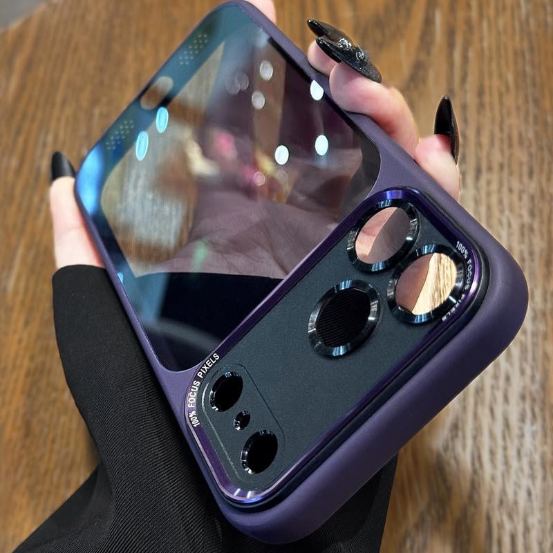 Luxury High-Quality Translucent Metal Lens Frame Protective Case for Iphone 17 Pro Max ,17 Air ,17 Pro,17 Phone Case Simple and Stylish Scratch Resistant Case for Men Women Acrylic Hard Case , Sleek Phone Cover, Minimalist Design, Premium Construction