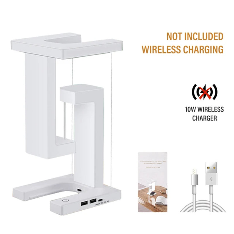 LED Night Lamp Creativity Physics Balance Suspension Table Desk Lamp Wireless Charger Decoration Home Bedroom Room Decor Light