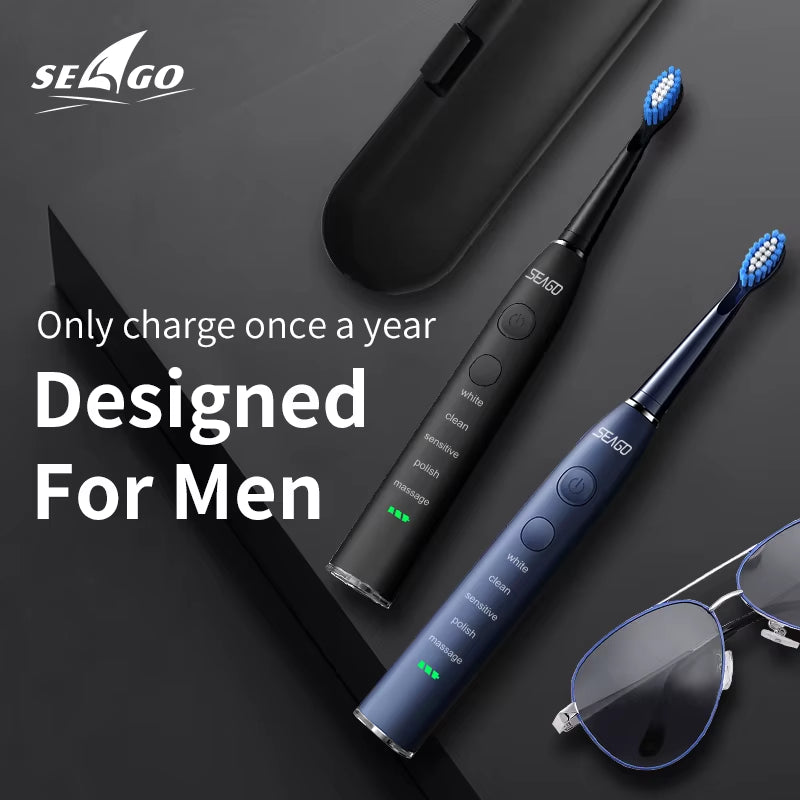 Sonic Electric Toothbrush Upgraded Adult Waterproof USB Rechargeable 360 Days Long Standby Time With5 Brush Head Best Gift