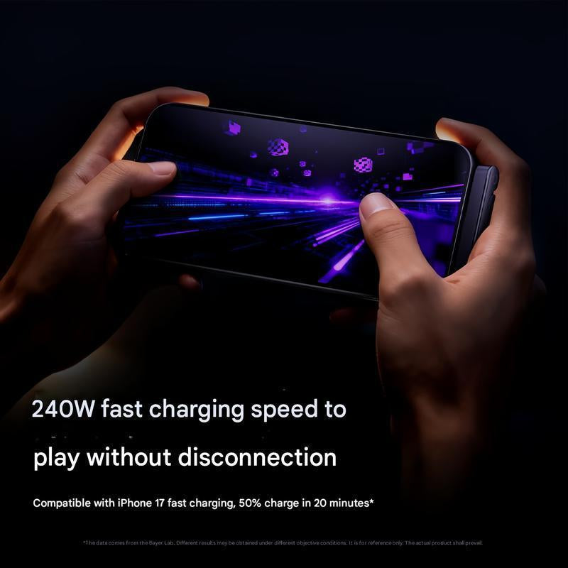 Basemo 240W 2-In-1 Fast Charger Cable with Stand - Invisible Phone Holder, Compatible with Iphone/Samsung/Type-C, Car/Office/Gaming, Perfect Christmas Gift